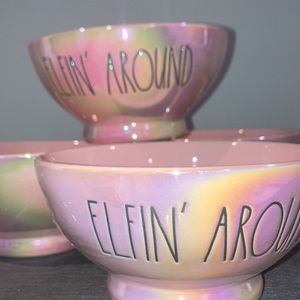 RAE DUNN 4 pack Elfin Around Bowls - New Iridescent Pink Christmas Holiday 🎅